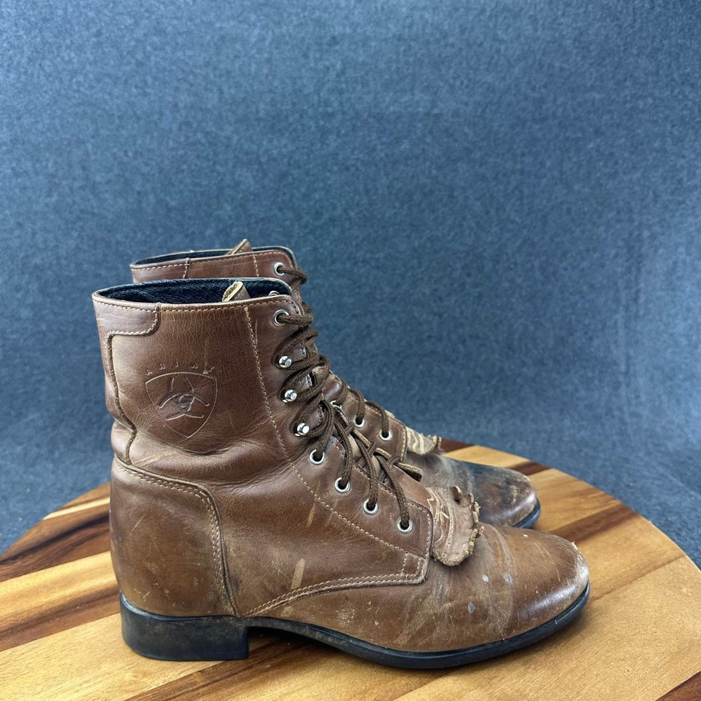 Ariat Heritage Lacer 8" Lace Up Leather Boots Mens Sz 7.5D Brown Western 1001988